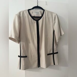 VINTAGE Cream Short Sleeve Jacket with Black Trim